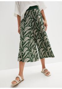 bonprix - Szerokie spodnie z dżerseju z mieszanki bawełny i wiskozy. Kolor: zielony. Materiał: wiskoza, jersey, bawełna. Sezon: lato #1