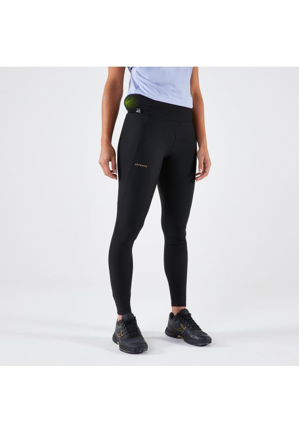 ARTENGO - Legginsy tenisowe Artengo Dry Hip Ball. Kolor: czarny. Materiał: materiał, tkanina, poliester, elastan. Sport: tenis