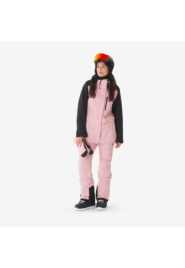 DREAMSCAPE - Kurtka narciarska i snowboardowa damska Quechua 500 long. Kolor: różowy, wielokolorowy, czarny. Materiał: materiał. Sezon: zima. Sport: narciarstwo, snowboard