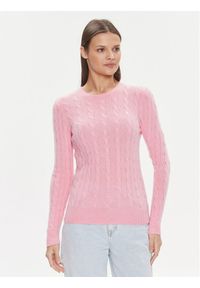 Polo Ralph Lauren Sweter 211910421017 Różowy Regular Fit. Typ kołnierza: polo. Kolor: różowy. Materiał: wełna #1