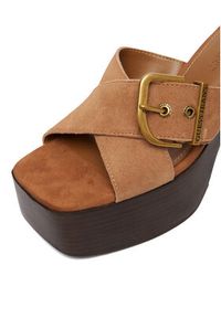 Guess Jeans Klapki CEO-JD421-3 Brązowy. Kolor: brązowy. Materiał: skóra, zamsz #9