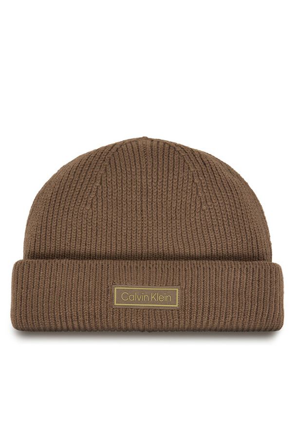 Calvin Klein Czapka LV04D8058G Brązowy. Kolor: brązowy. Materiał: wełna, materiał