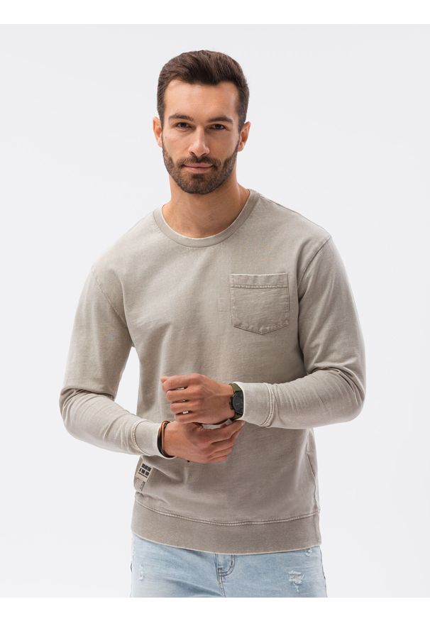 Beżowa bluza Ombre Clothing bez kaptura