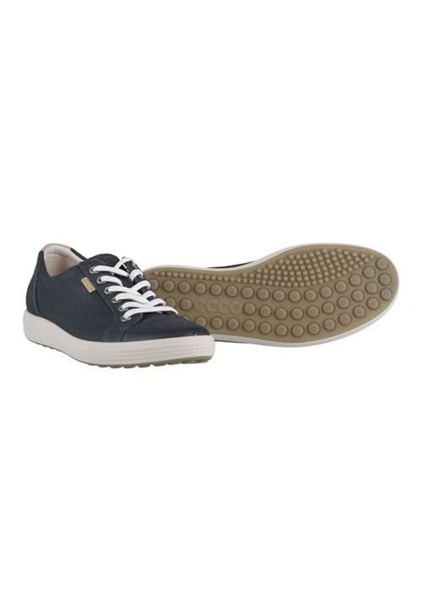 ecco - Buty do chodzenia damskie Ecco Sneaker Soft 7. Kolor: niebieski. Materiał: skóra. Szerokość cholewki: normalna. Sport: turystyka piesza