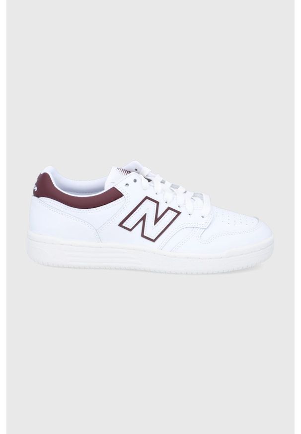 New Balance Buty skórzane BB480LDB kolor biały. Nosek buta: okrągły. Zapięcie: sznurówki. Kolor: biały. Materiał: skóra. Sport: bieganie