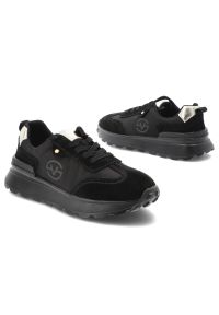 Czarne Sneakersy Vinceza Sportowe Obuwie Damskie. Okazja: na co dzień, na spacer. Kolor: czarny. Materiał: materiał, skóra. Szerokość cholewki: normalna. Sport: turystyka piesza #6