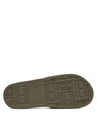 TOMMY HILFIGER - Tommy Hilfiger Klapki Embroid Hilfiger 85 Pool Slide FM0FM05342 Zielony. Kolor: zielony. Materiał: skóra #6