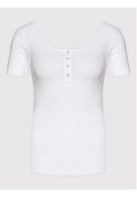 Pieces Bluzka Kitte 17101439 Biały Slim Fit. Kolor: biały. Materiał: bawełna