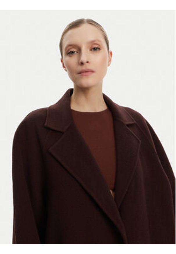 STAUD Płaszcz wełniany Chrysalis R24F8112WL Bordowy Regular Fit. Kolor: czerwony. Materiał: syntetyk