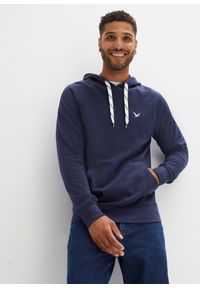 bonprix - Bluza z kapturem, z czystej bawełny organicznej. Typ kołnierza: kaptur. Kolor: niebieski. Materiał: bawełna. Wzór: haft #1