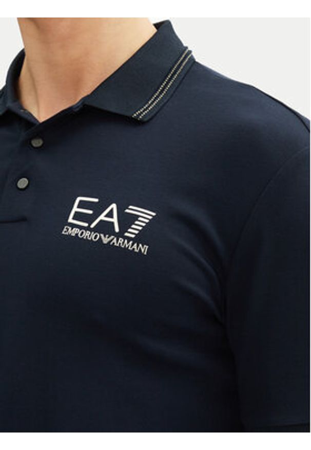 EA7 Emporio Armani Polo 7M000300 AF13739 UB102 Granatowy Slim Fit. Typ kołnierza: polo. Kolor: niebieski. Materiał: wiskoza