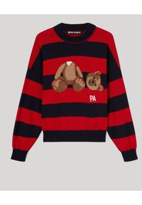 PALM ANGELS - Wełniany sweter w czarno-czerwone paski. Kolor: czarny. Materiał: wełna. Wzór: paski