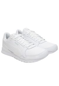 Puma - Męskie Skórzane Buty Treningowe St Runner V3. Kolor: biały. Materiał: skóra. Sport: turystyka piesza