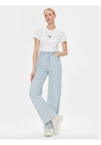 Calvin Klein Jeans T-Shirt Monologo J20J222564 Biały Slim Fit. Kolor: biały. Materiał: bawełna
