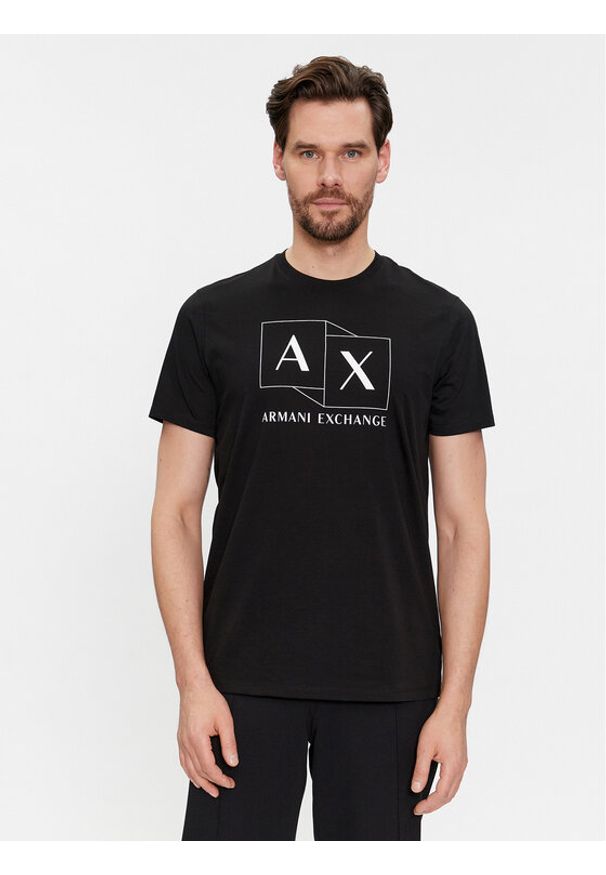 Armani Exchange T-Shirt 3DZTAD ZJ9AZ 1200 Czarny Regular Fit. Kolor: czarny. Materiał: bawełna
