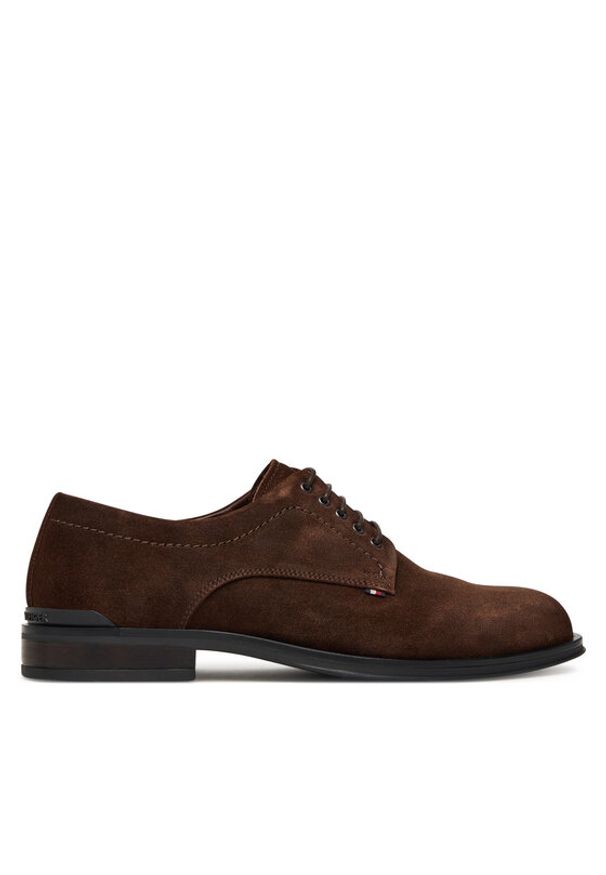TOMMY HILFIGER - Tommy Hilfiger Półbuty Corporate Derby FM0FM05582 Brązowy. Kolor: brązowy. Materiał: zamsz, skóra