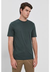 Scotch & Soda T-shirt bawełniany kolor zielony gładki. Okazja: na co dzień. Kolor: zielony. Materiał: bawełna. Wzór: gładki. Styl: casual