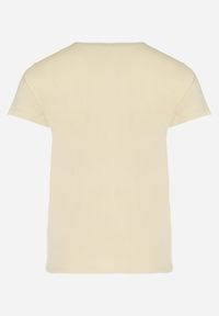 Born2be - Beżowy T-shirt z Bawełny z Krótkim Rękawem i Nadrukiem w Motyle Katelin. Kolekcja: plus size. Kolor: beżowy. Materiał: bawełna. Długość rękawa: krótki rękaw. Długość: krótkie. Wzór: nadruk #3