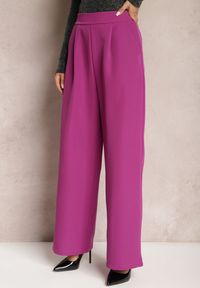 Renee - Fioletowe Szerokie Spodnie w Eleganckim Stylu Hanessame. Kolor: fioletowy. Styl: elegancki #3