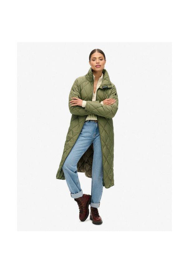 Długi Płaszcz Superdry. Kolor: zielony. Materiał: materiał. Długość rękawa: długi rękaw. Długość: długie. Styl: elegancki
