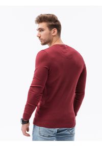Ombre Clothing - Sweter męski E177 - bordowy - XXL. Kolor: czerwony. Materiał: wiskoza, nylon. Styl: klasyczny