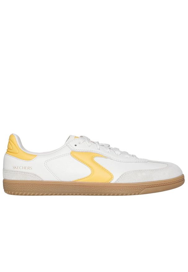 skechers - Buty damskie Skechers Hotshot Kickoff 185232WYL - białe. Zapięcie: sznurówki. Kolor: biały. Materiał: guma, skóra, zamsz. Szerokość cholewki: normalna. Model: Skechers Sport