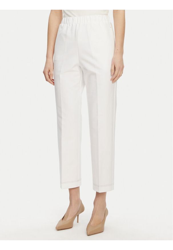 Max Mara Leisure Chinosy 2516781047650 Biały Regular Fit. Kolor: biały. Materiał: syntetyk, bawełna