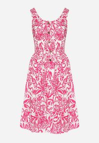 Born2be - Ciemnoróżowa Bawełniana Sukienka Rozkloszowana Ozdobiona Guzikami Lisavena. Okazja: na co dzień. Kolor: różowy. Materiał: bawełna. Wzór: aplikacja. Typ sukienki: rozkloszowane. Styl: casual, elegancki #6