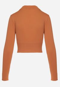 Born2be - Pomarańczowa Krótka Bluza z Prążkowanego Materiału Zapinana na Suwaki Idendia. Kolor: pomarańczowy. Materiał: materiał, prążkowany. Długość: krótkie. Styl: sportowy #4