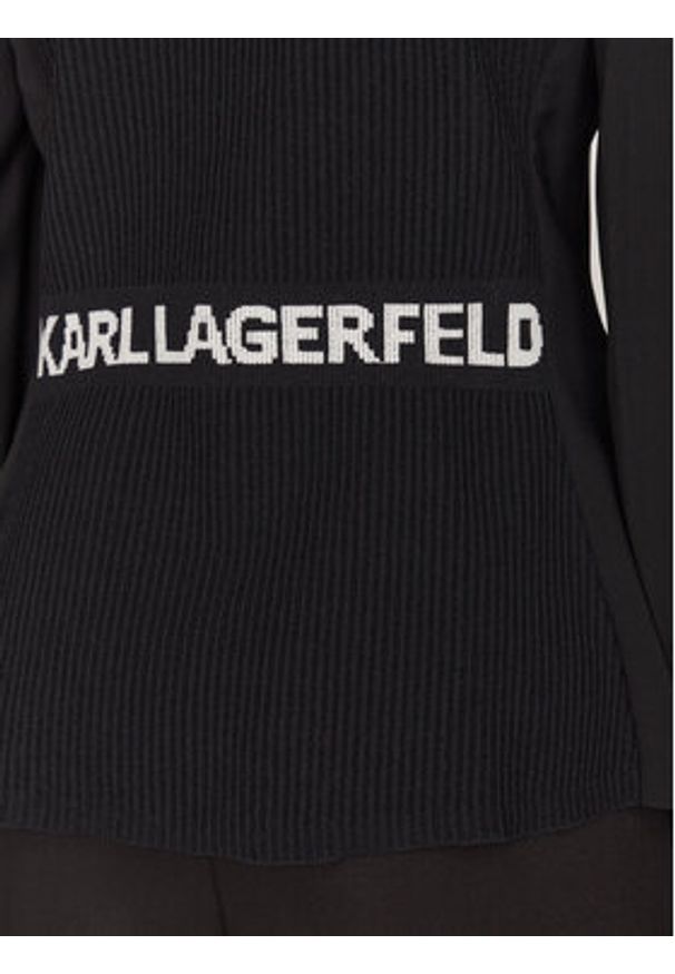 Karl Lagerfeld - KARL LAGERFELD Marynarka A1W14045 Czarny Regular Fit. Typ kołnierza: dekolt w karo. Kolor: czarny. Materiał: syntetyk