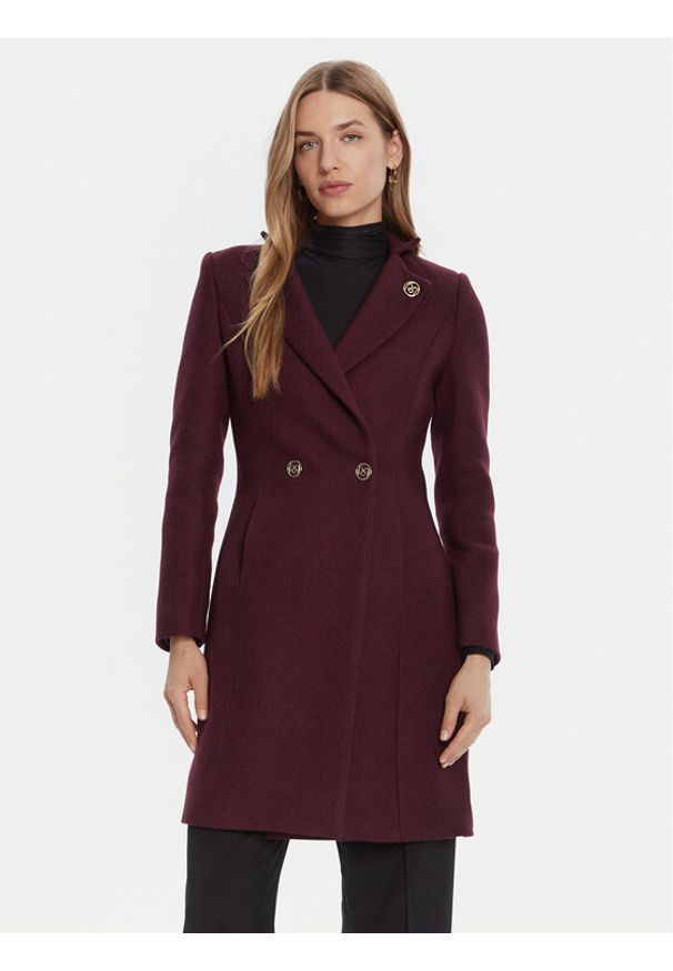 Rinascimento Płaszcz wełniany CFC0126218003 Bordowy Regular Fit. Kolor: czerwony. Materiał: wełna, syntetyk