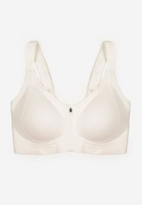 Born2be - Biały Sportowy Biustonosz z Suwakiem z Przodu Eziline. Kolekcja: plus size. Kolor: biały. Rodzaj stanika: wyciągane miseczki #1