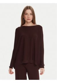 Kontatto Sweter 3M0802C Brązowy Relaxed Fit. Kolor: brązowy. Materiał: syntetyk