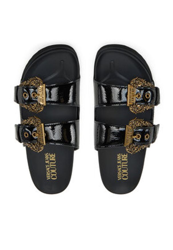 Versace Jeans Couture Klapki 78VA3SM1 Czarny. Kolor: czarny. Materiał: skóra