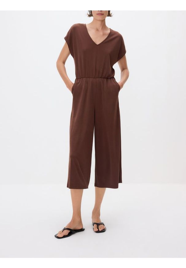 Reserved - Kombinezon z modalem - ciemnobrązowy. Kolor: brązowy. Materiał: dzianina