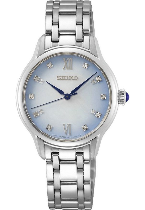 Zegarek Seiko Zegarek damski Seiko SRZ539P1 CYRKONIE srebrny. Kolor: srebrny