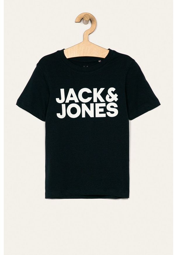 Jack & Jones - T-shirt dziecięcy 128 - 176 cm. Okazja: na co dzień. Kolor: niebieski. Materiał: materiał. Wzór: nadruk. Styl: casual