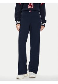 Tommy Jeans Spodnie materiałowe Badge DW0DW18532 Granatowy Wide Leg. Kolor: niebieski. Materiał: syntetyk