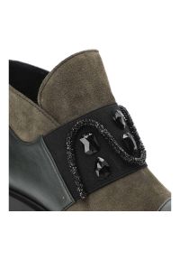 Zielone Eleganckie Botki Damskie Armodo. Kolor: zielony. Materiał: skóra, jeans, materiał. Sezon: jesień. Styl: elegancki #6