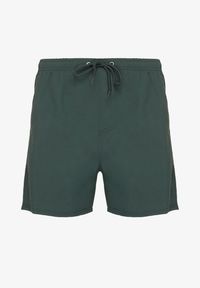 Born2be - Ciemnozielone Klasyczne Kąpielówki Szorty z Wiązaniem i Kieszeniami Foleona. Kolor: zielony. Materiał: len