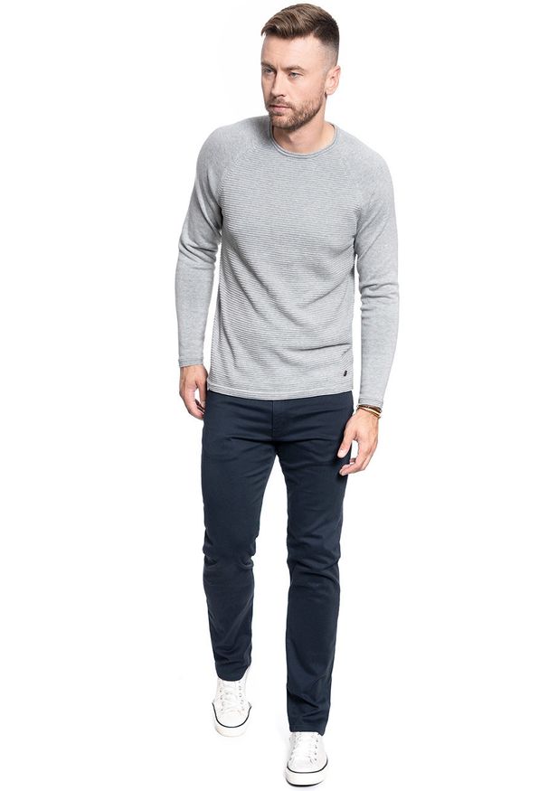 Mustang - SWETER MĘSKI MUSTANG Emil C Structure MID GREY MELANGE 1008255 4140