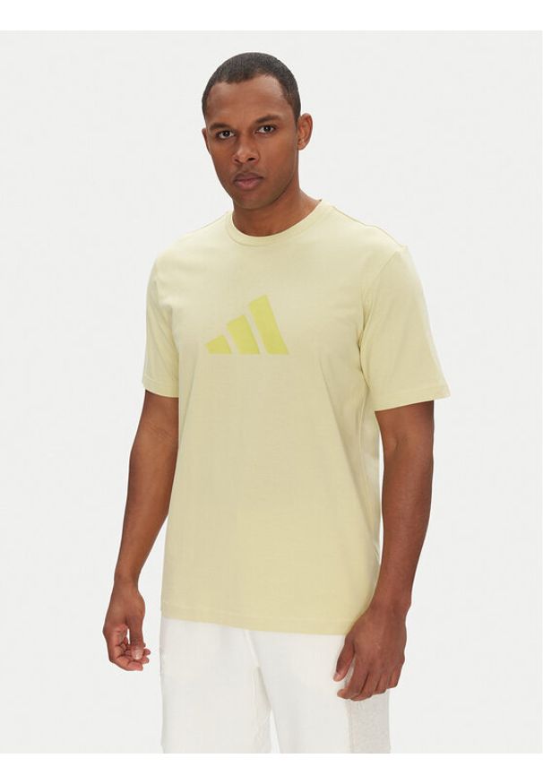 Adidas - adidas T-Shirt Future Icons 3 Bar Logo JD4920 Żółty Regular Fit. Kolor: żółty. Materiał: bawełna