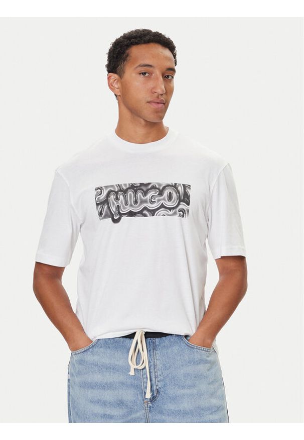 Hugo - HUGO T-Shirt Nedirix 50549162 Biały Regular Fit. Kolor: biały. Materiał: bawełna