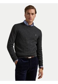 Polo Ralph Lauren Sweter 710946143003 Szary Slim Fit. Typ kołnierza: polo. Kolor: szary. Materiał: wełna