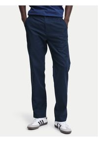 Blend Spodnie materiałowe 20716614 Granatowy Straight Fit. Kolor: niebieski. Materiał: len