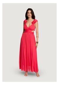 Morgan Sukienka wieczorowa 251-RISSAL Koralowy Regular Fit. Kolor: pomarańczowy. Materiał: syntetyk. Styl: wizytowy #1