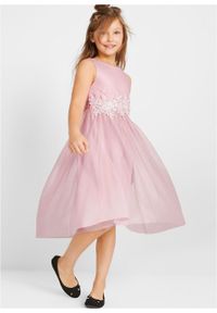 Sukienka dziewczęca na uroczyste okazje bonprix jasnoróżowo-biały. Kolor: fioletowy. Materiał: koronka #4