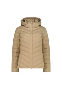 Kurtka puchowa z kapturem na zamek Sorona Aura damska CMP. Typ kołnierza: kaptur. Kolor: beżowy. Materiał: puch. Sport: turystyka piesza #1