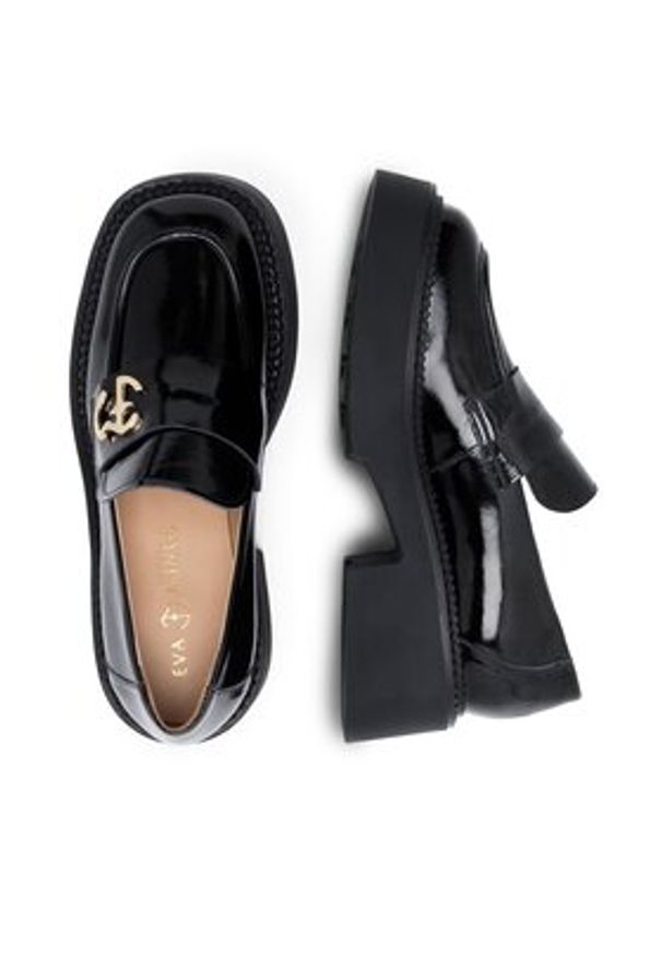 Eva Minge Loafersy LAGOA-24750 Czarny. Kolor: czarny. Materiał: lakier, skóra