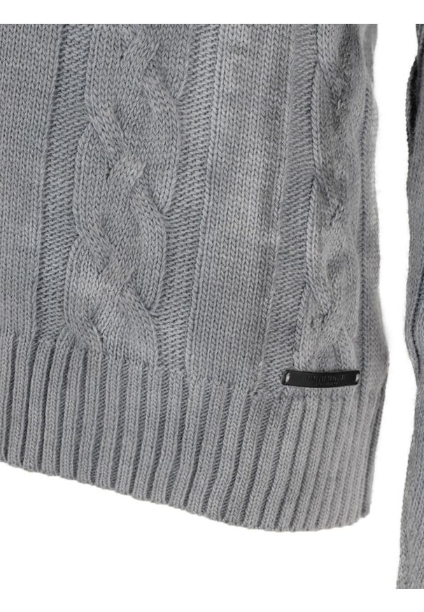 Takeshy Kurosawa Sweter | 83063 | Maglia Treccia Sfumata | Mężczyzna | Szary. Okazja: na co dzień. Kolor: szary. Materiał: poliamid, bawełna, wełna. Wzór: aplikacja, ze splotem. Styl: casual